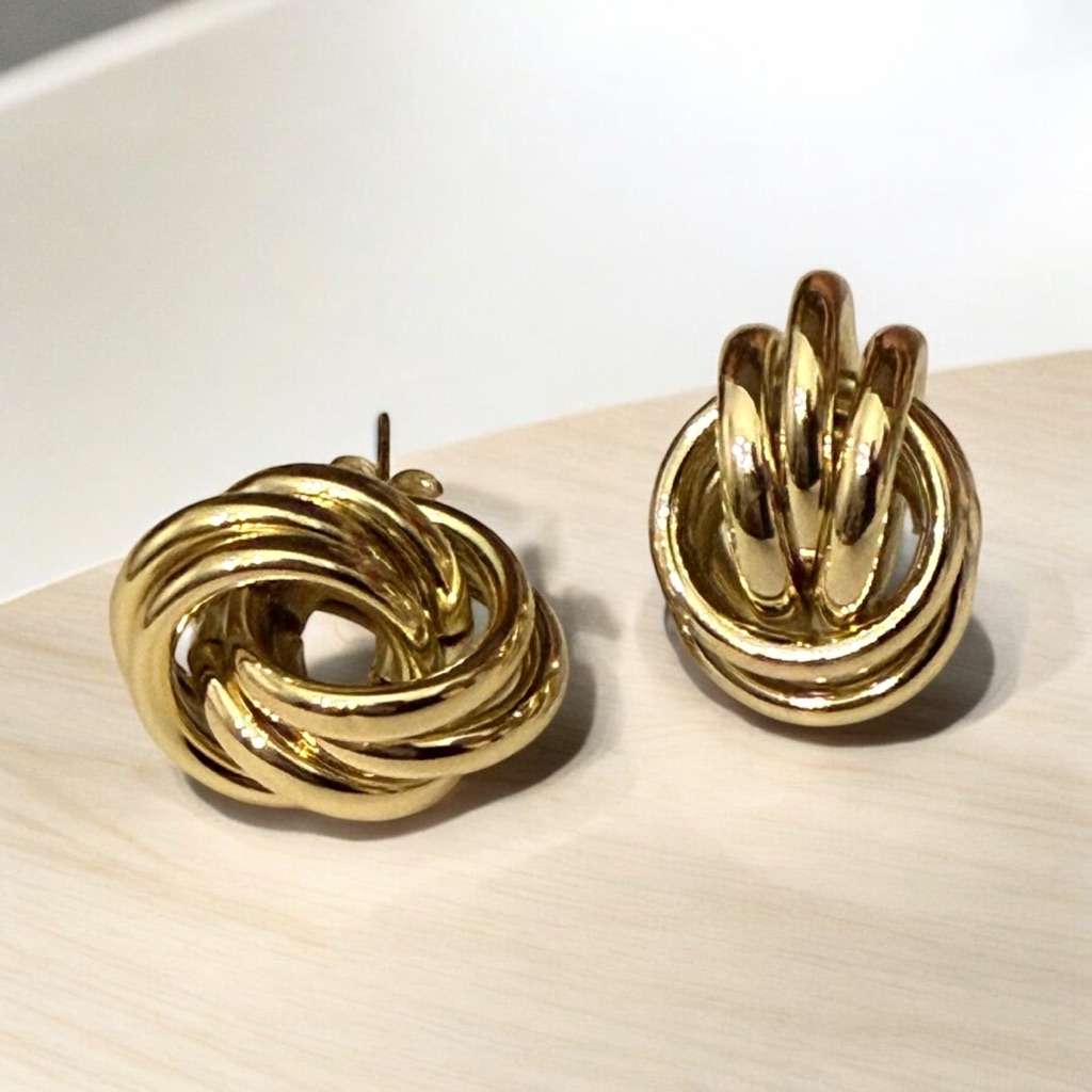 Knot Style 14k Gold Electroplated Earrings